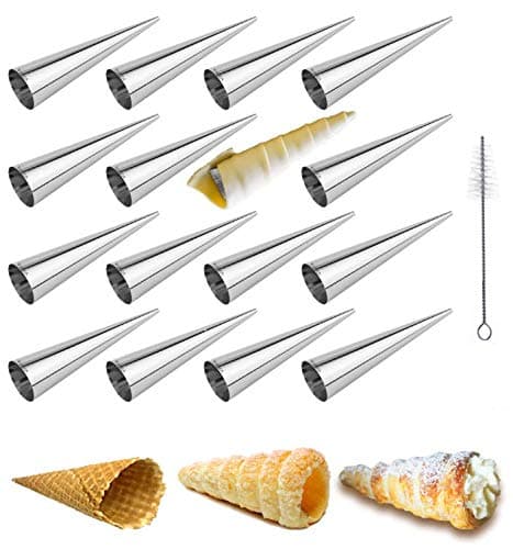 EUICAE Cream Horn Molds 5inch Large Size Cream Horn Forms Pack of 16