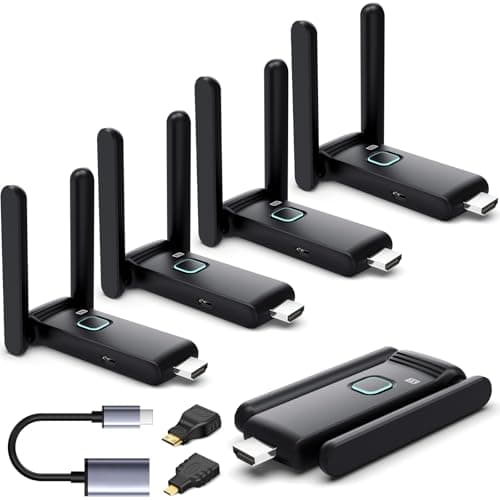 Wireless HDMI 4 Receivers and TransmitterUp to 6 RXsNo HotExtender Plug and Play165FT50M245G Wirelessly Simultaneous Expansion for Multiple Screens from Laptop and Camera to TVsProjectors