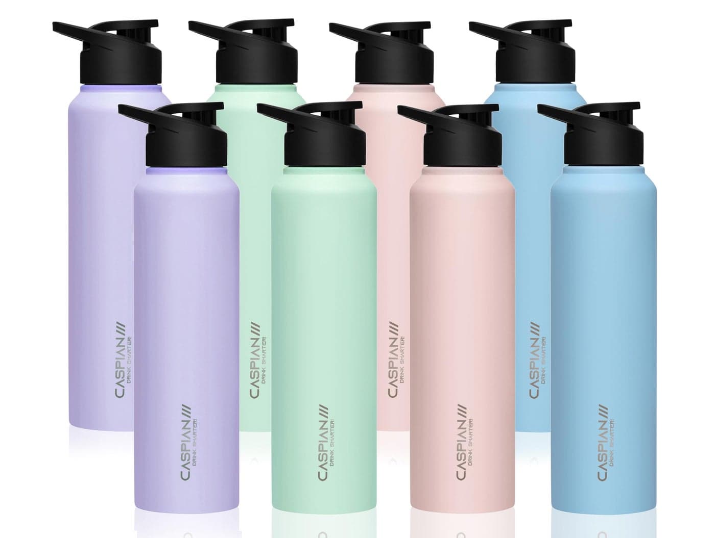 CASPIAN /// HIke ISI Certified Stainless Steel Water Bottle 1ltr.(Multicolors, 1 Litre, Set of 8) | Leak Proof Sipper for Fridge Home Office Travel School Kids Boys Girls Adults Sports Gym| BPA Free