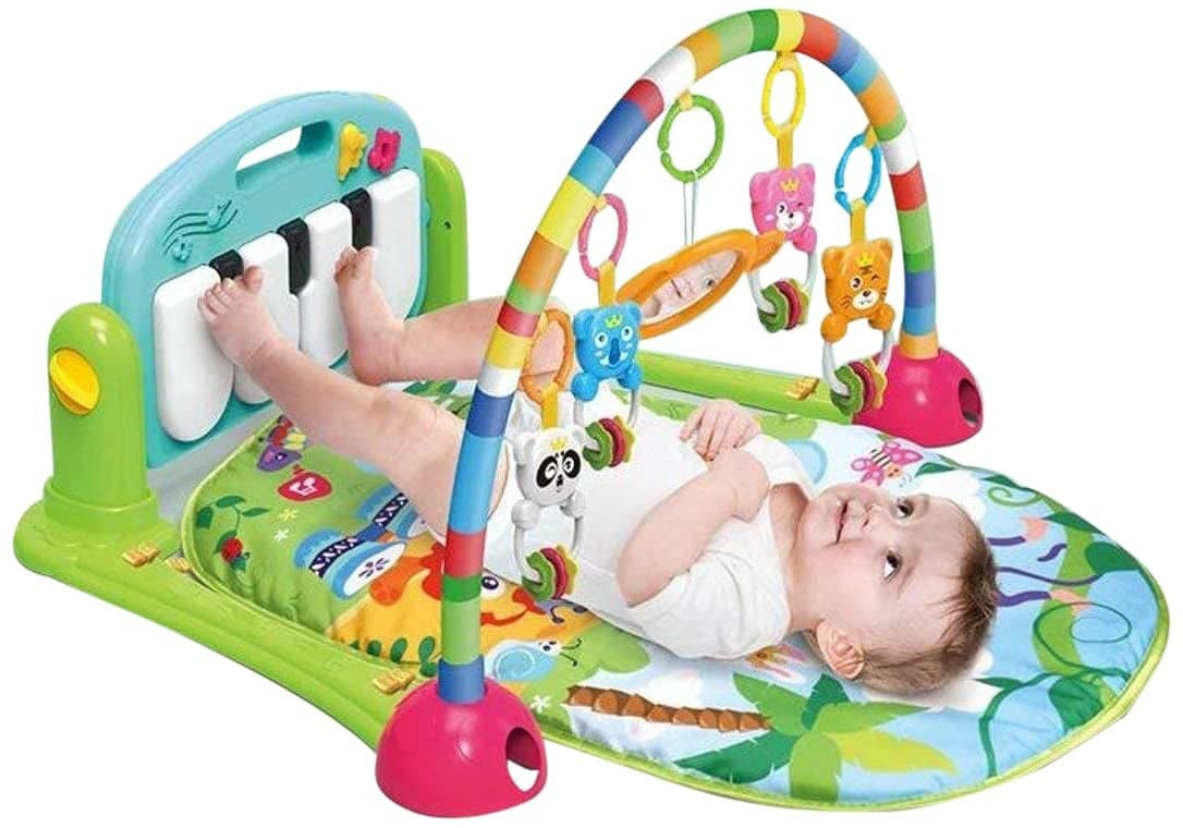 Longmire Baby Play Mat Gym&Fitness Rack with Hanging Rattles Lights&Musical Keyboard Mat Piano Toys for Babies (Baby Gym Piano),Multicolor