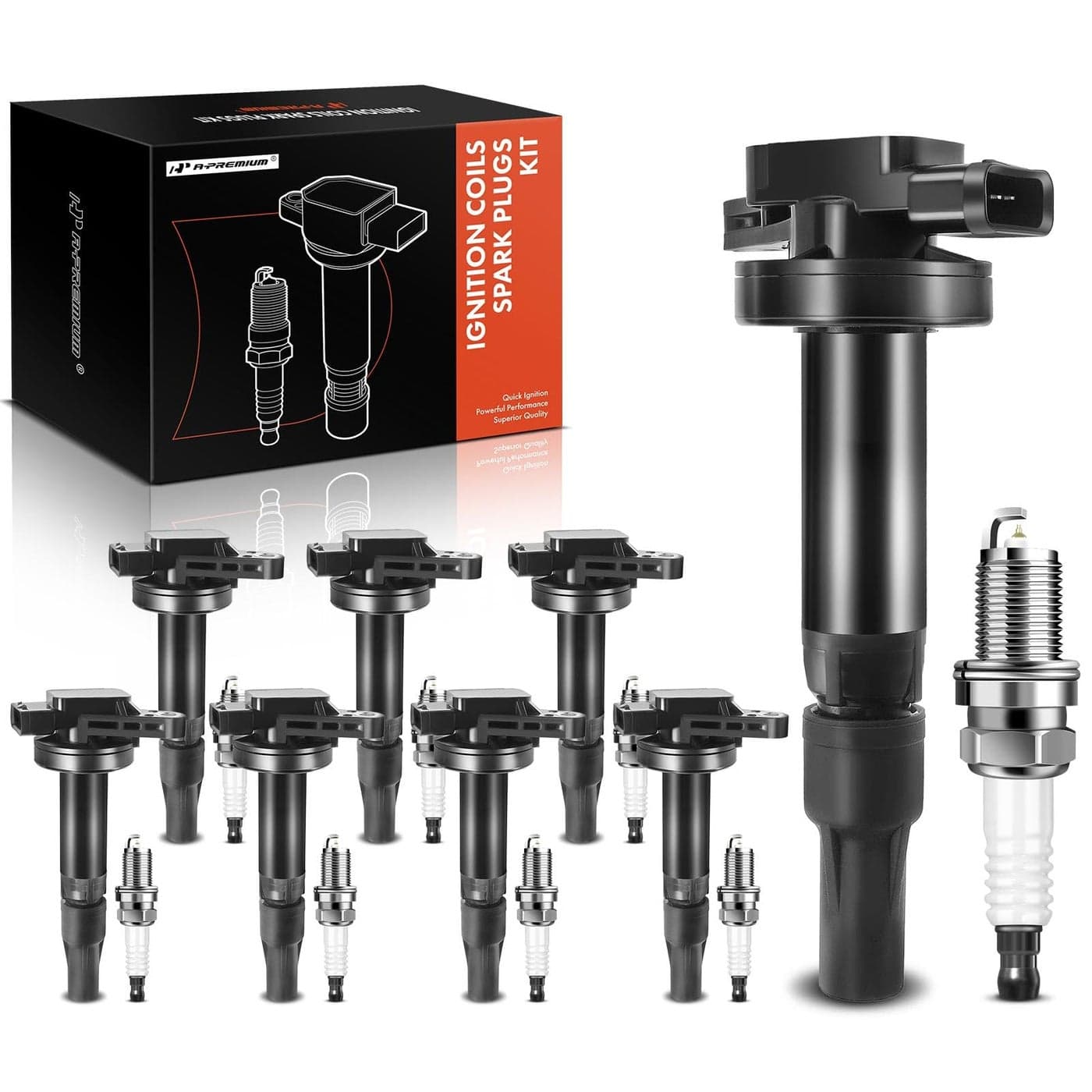 APremium Set of 8 Ignition Coil Pack and Iridium Spark Plugs Compatible with Land Rover Range Rover 20062009 LR3 Jaguar XF XJ8 XJR XK XK8 XKR