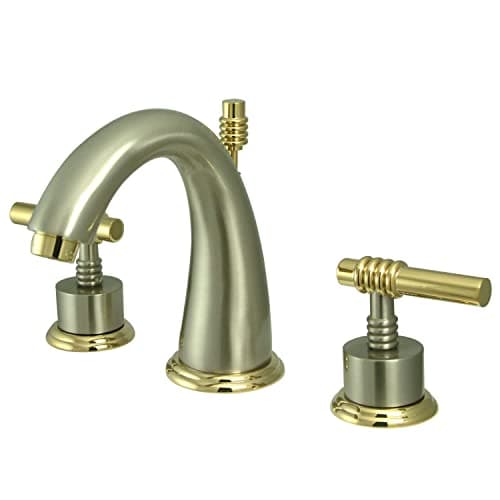 Kingston Brass KS2969ML Milano Widespread Lavatory Faucet with Metal lever handle Brushed Nickel and Polished Brass