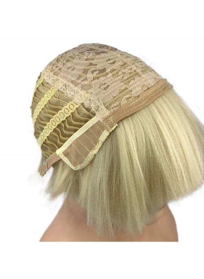 Short Yaki Straight Synthetic Wigs Blonde Mushroom Head Wig Bowl haircut Wigs Bob
