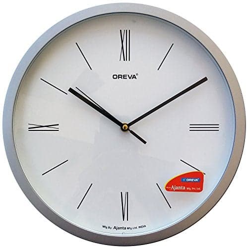 Oreva Roman Figure Round Plastic Analog Abstract Wall Clock (30x 4.5X 30 cm, Silver, AQ-1457)