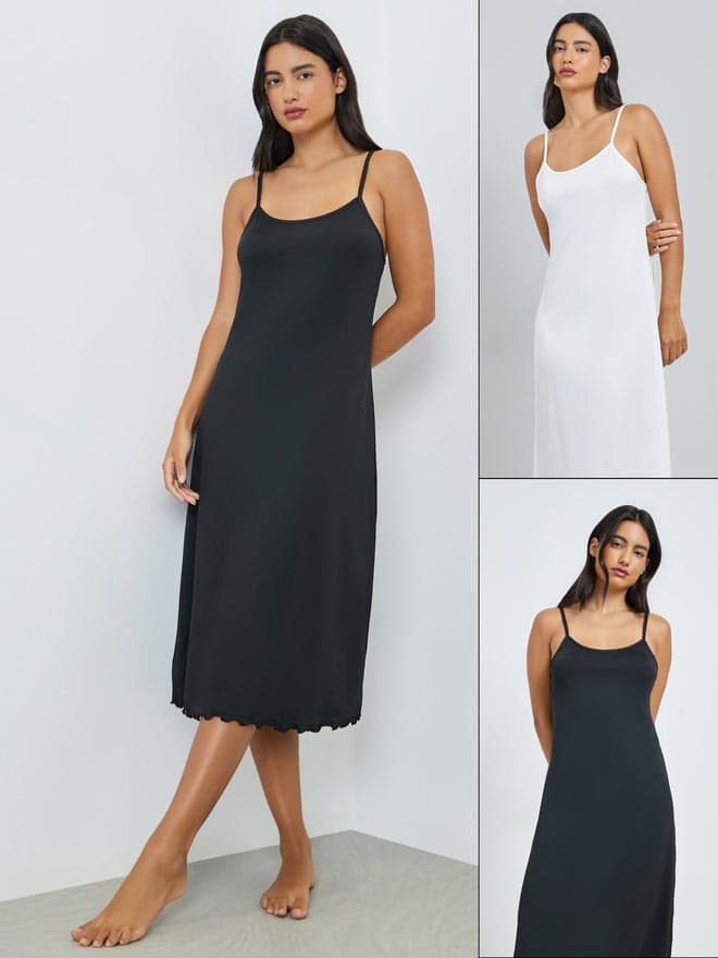 Styli Pack of 2 - Lettuce Hem Basic Slip Dress