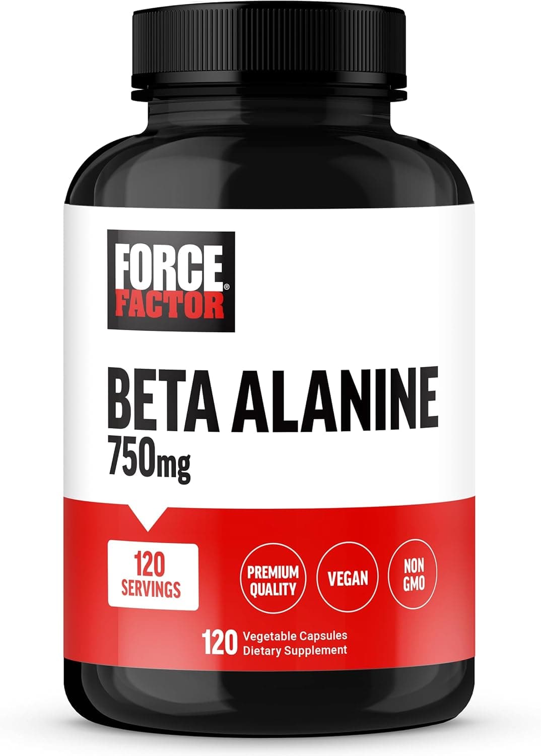 FORCE FACTOR Beta Alanine Capsules BetaAlanine Endurance Supplement to Boost Performance Reduce Fatigue Clinical Dose Premium Quality Vegan NonGMO 120 Capsules
