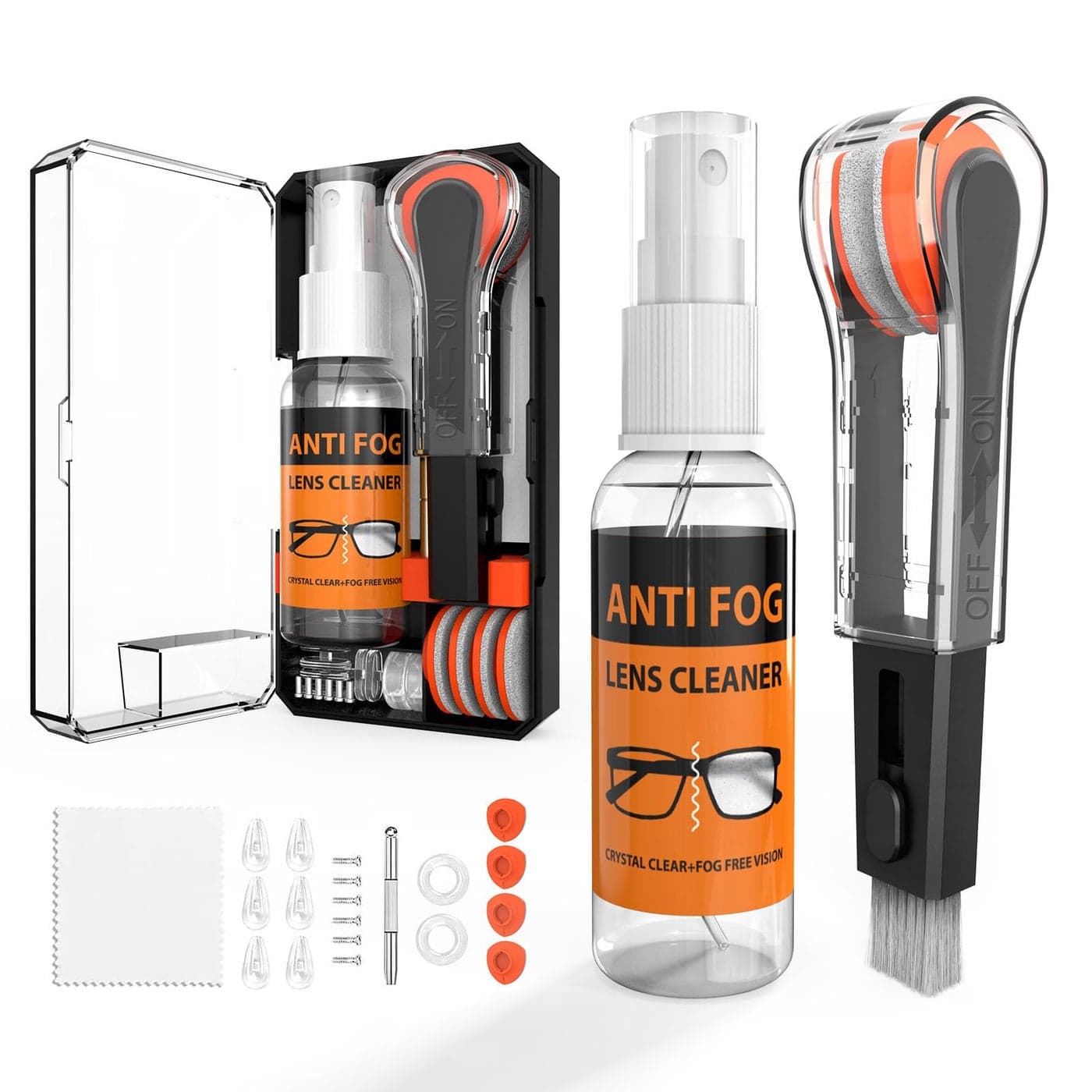Glasses Cleaner8 in 1 Glasses Cleaning Kit with 24H Anti Fog Eyeglass Cleaner Spray Portable Glasses Cleaner ToolEye Glass Clean Cloths Glasses Anti Slip with Soft Eyeglass Nose Pads Ear Grip