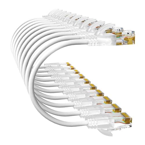 10Gsupxsel Cat6a Patch Cables 05ft 10 Pack Slim Cat6 Ethernet Patch Cable Pure Copper Flexible Cat 6 Patch Cable 550MHZ 10G SpaceSaving Cat 6A Network Cables for Patch Panel White
