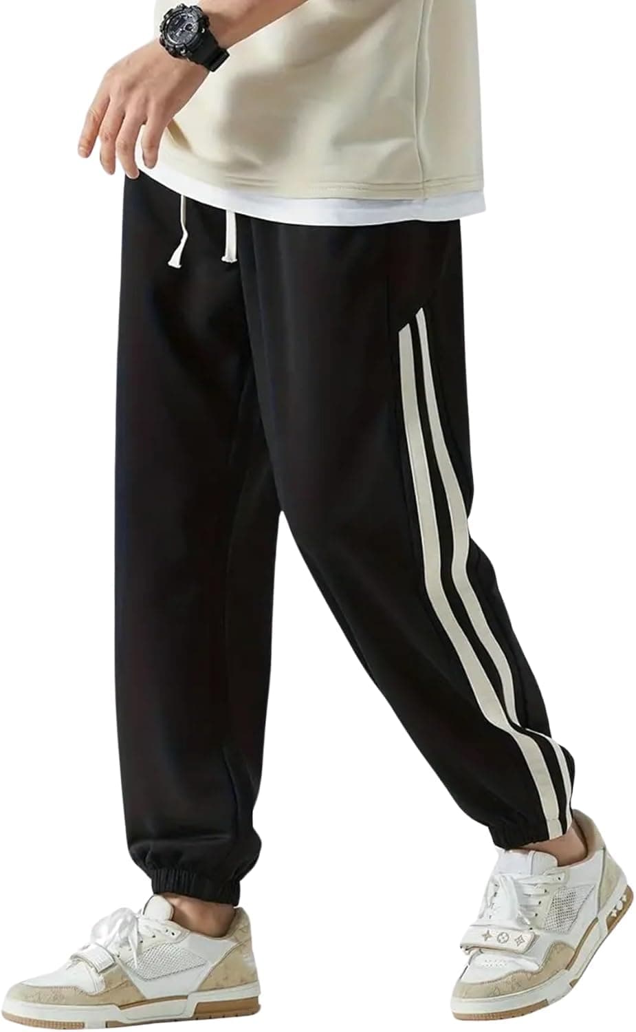 Mehrang Men High Rise Loose Fit Track Pant || Joggers for Running || Lower Activewear Cargo Pant (Alpha, XL, Regular, Black)