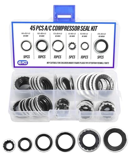 bylikeho 45PCS O Ring Assortment KitAC O Ring KitCar Accessories AC Seal KitSeal Gasket WasherAutomotive AC Compressor SealsSealing ORings Gasket Rubber Washer Orings