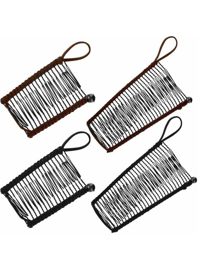 4 Pieces Banana Hair Clips Clincher Comb Banana Hair Grip No Crease Hair Clips for Natural Curly Thick Wavy Hair Ponytail Style and Up-do (Khaki, Black)