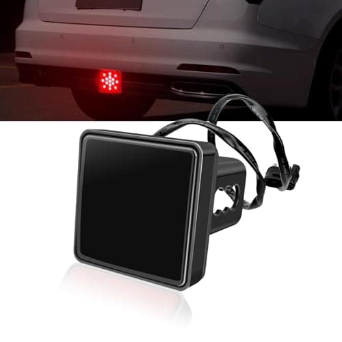 Eratus Trailer Hitch Tail Light 2 Receiver Square Smoked Lens 15 LED Super Bright Waterproof Brake Light 12V 35W Nonpolarity Plug and Play Warning Light for Most Cars Trailers Trucks Black
