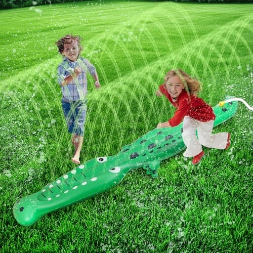 Water Sprinkler for KidsLarge Crocodile Inflatable Sprinkler Kids Sprinklers for YardOutdoor Water Toys Spray Summer Water Play for Boys Girls Dogs Backyard