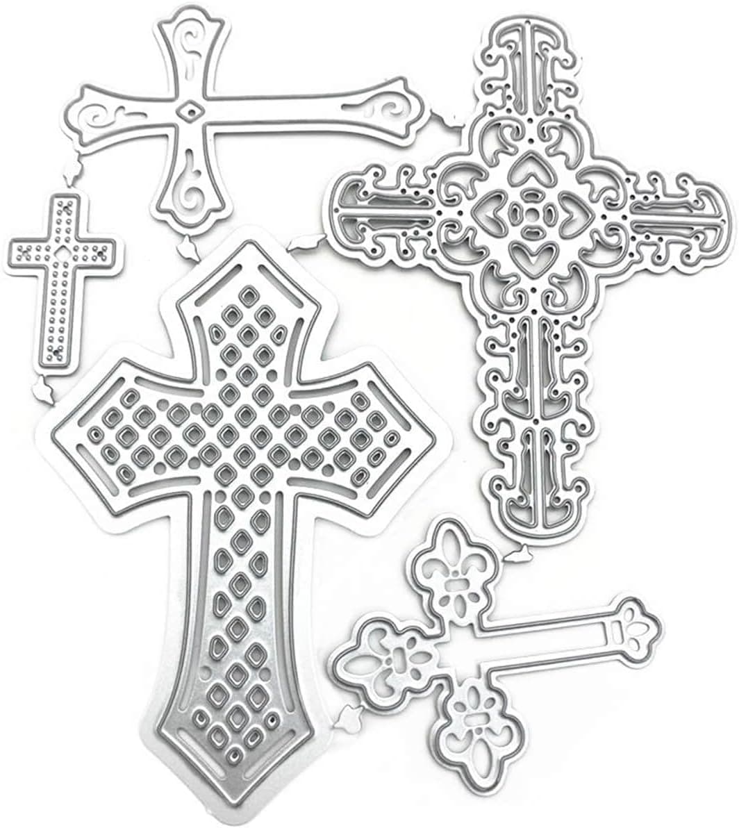 Mvchifay Cross Set Cutting Dies for Paper Card Making Metal Scrapbooking Tool DIY Craft Embossing for Photo Album Decor5 Pcs Crosses XKAI00246