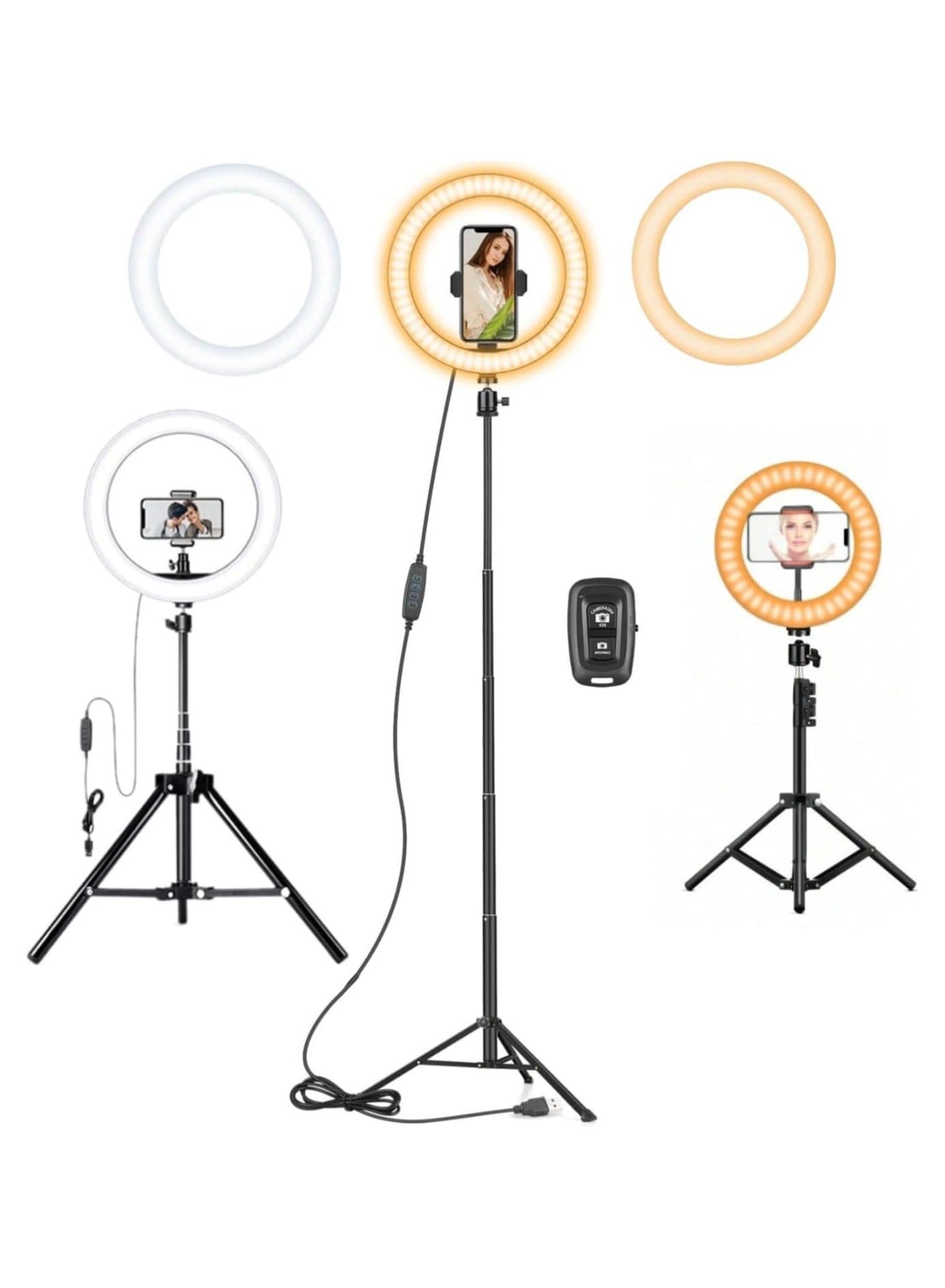 LED Ring Light with Tripod Stand and Phone Holder, 10 Inches, for Live Stream/Makeup/YouTube Video/TikTok, Compatible with All Phones