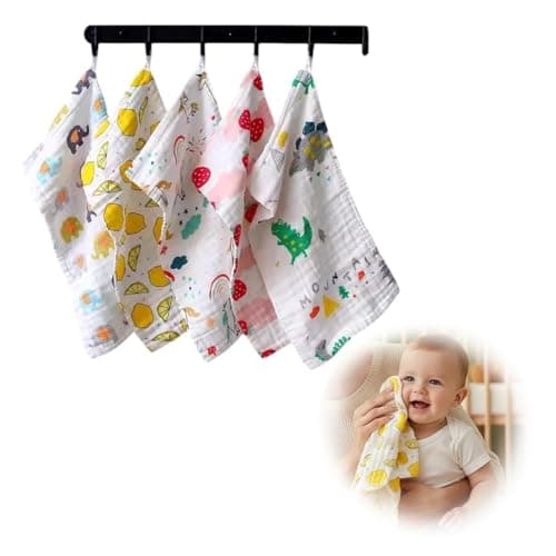 BabyGo Baby Muslin Washcloths, Super Soft 100% Cotton Face Towels | Reusable Hygiene Wash Cloth | Napkin for New Babies | Soft Hankies for Children (25cm x50cm) (Pack of 2)