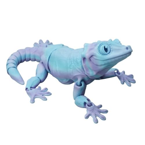 Xonery 3D Printed Articulated GeckoLizard Figurine Poseable Joints HomeOffice Decor Animal Collectible MultiColor Options with BiColor Gradients Gradient BluePurple