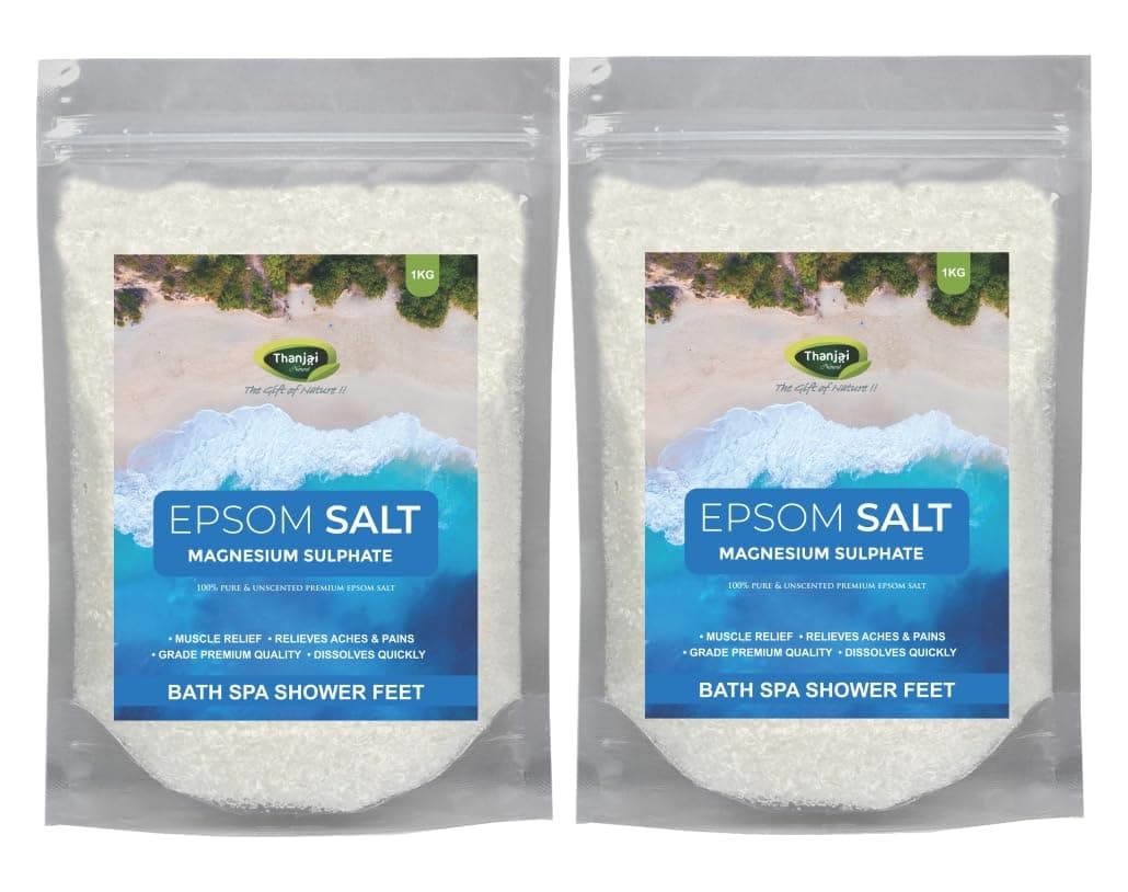 Thanjai Natural Epsom Salt 2000 Grams Grade A 87956 for Muscle Relief Relieves Aches Pains 2000g