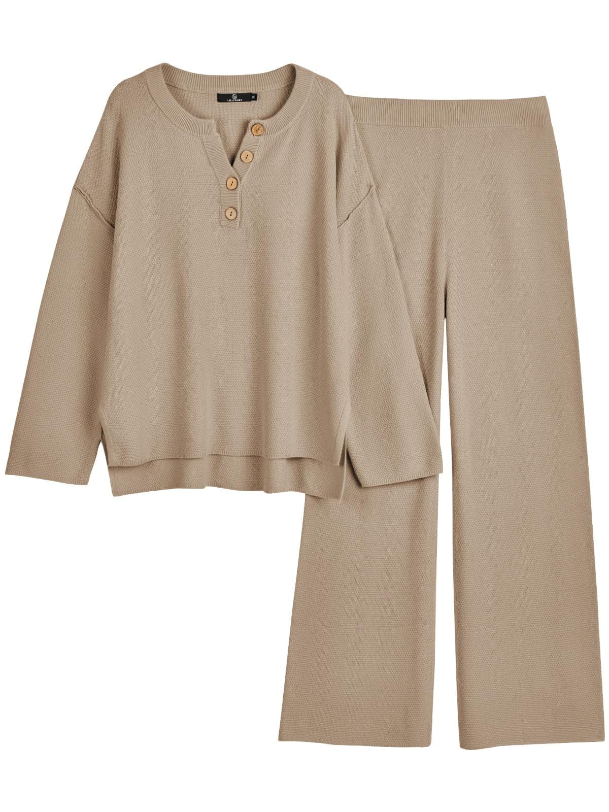 LILLUSORY Lounge Sets Womens Two 2 Piece Matching 2025 Fall Fashion Must Have Comfy Airport Outfits Clothes Clothing Trendy Knit Sweater Loungewear Travel Sweatsuit Sweat Suit Sets