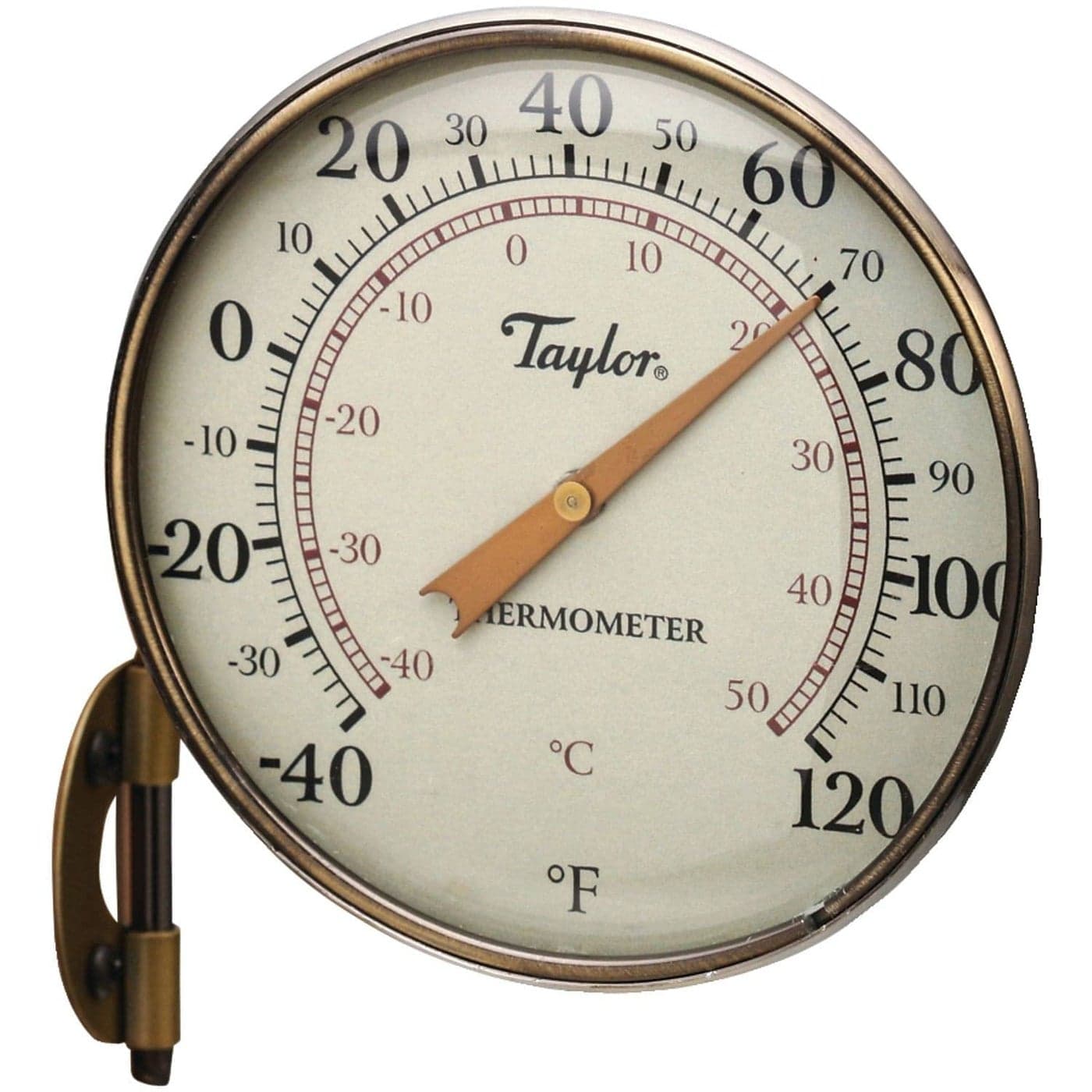 Taylor Heritage Metal Dial Thermometer Easy to Read Numbers for Patio Pool and Indoor Areas Bronze Trim 425Inch