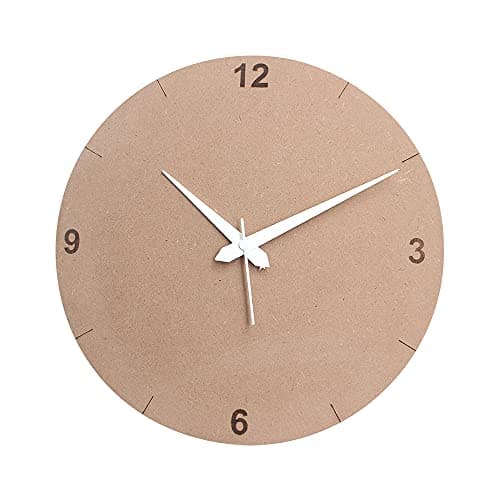 IVEI DIY Plain MDF Wooden Craft Round Wall Clock Blank Cutout for Painting Wood Sheet Craft, Decoupage, Resin Art Work & Decoration (Brown)