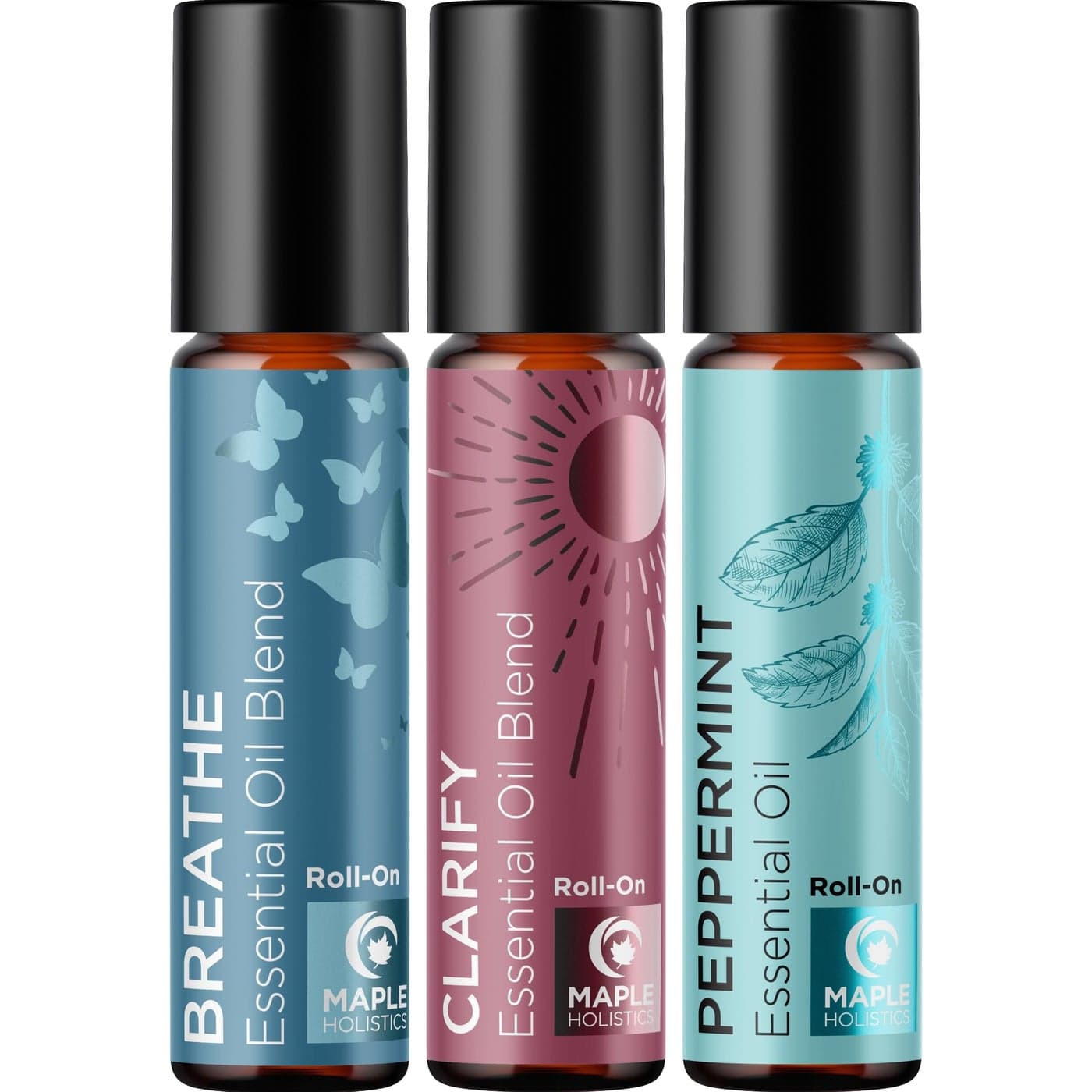 Headache Roll on Essential Oils - Aromatherapy Essential Oils Sets Variety Pack with Peppermint Clarify and Breathe Essential Oil Roll Ons - Fun & Cute Wellness Gift for Young Women Teens & Girls