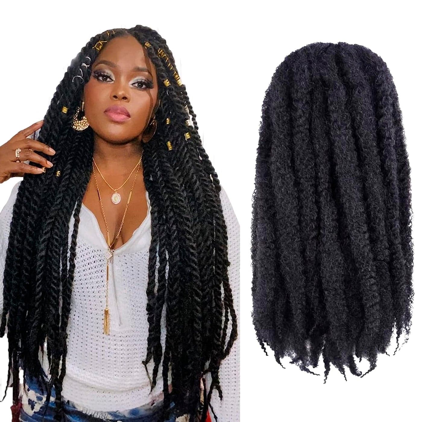 ToyoTress Marley Hair Crochet Braids 16 Inch 6 Packs 2 Dark Brown Afro Kinky Curly Marley Twist Braids Synthetic Twist Crochet Braiding Hair Extensions 16 inch 26P