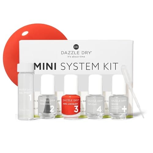 Dazzle Dry Mini Kit 4 Step System - Red Hot Chili, a bright and orangey red. Full coverage cream. (5 Piece Kit / 5 Manicures)