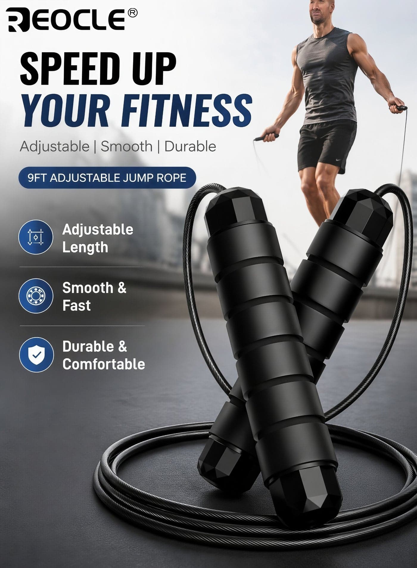 Adjustable Length Steel Cable Skipping Rope Comfort Foam Handles 360° Smooth Rotation High Density PVC Coating Jump Ropes Perfect for Fitness Workout