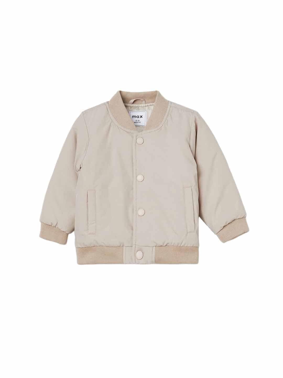 Max Boys Solid Jacket(Beige_12-18 M)