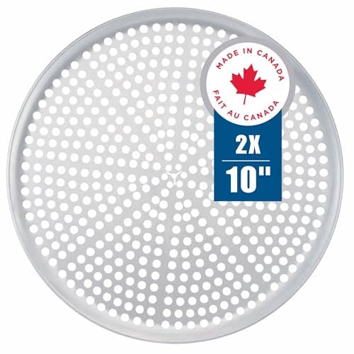 Norjac Pizza Pan with Holes, 10 Inch 2 Pack, Aluminum Pans for Oven, Round, Rust-Free & Heavy-Duty, Perforated Baking Tray for Crispy Crust