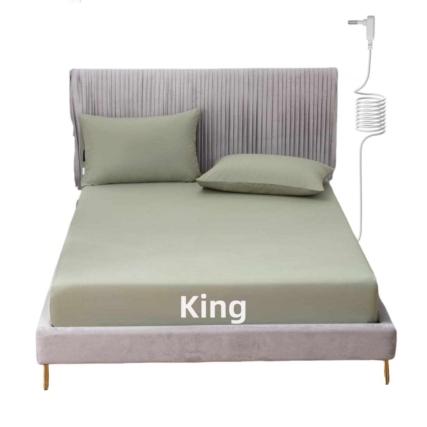 JIUMIWA Grounding Sheet King Size with 15ft Cord 90 Organic Cotton 10 Silver Fiber Conductive Earthing Bed Sheets for Better Sleep and Wellness Green King 76x80x13