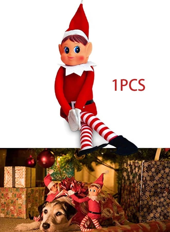 1PCS Christmas Elf on The Shelf Boy Girl Set, 16” Playful Naughty Elves Dolls with Vinyl Face for Christmas Decorations & Kids Gifts