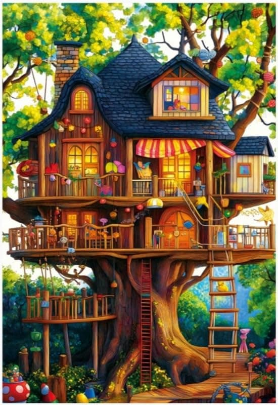 Puzzles for Adults 1000 Pieces Fantasy Tree of Life Jigsaw Puzzles Tree House Plant Challenging Hard Puzzles as Nature Dcor Finshed Size 20 x 15