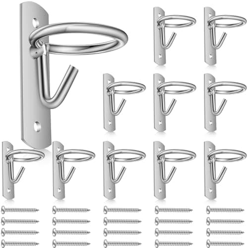 Dunzy 10 Pcs Bucket Hooks for Horses Metal Equestrian Water Bucket Hook Wall Mount Holder for Horse Stall Feed Barn Farmhouse Supplies(Silver)