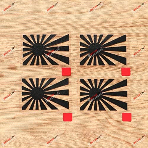 Japanese Rising Sun Decal Sticker Vinyl JDM Japan 4 Pack Black 2 Inches DieCut No Background Fit for Toyota Honda Mazda