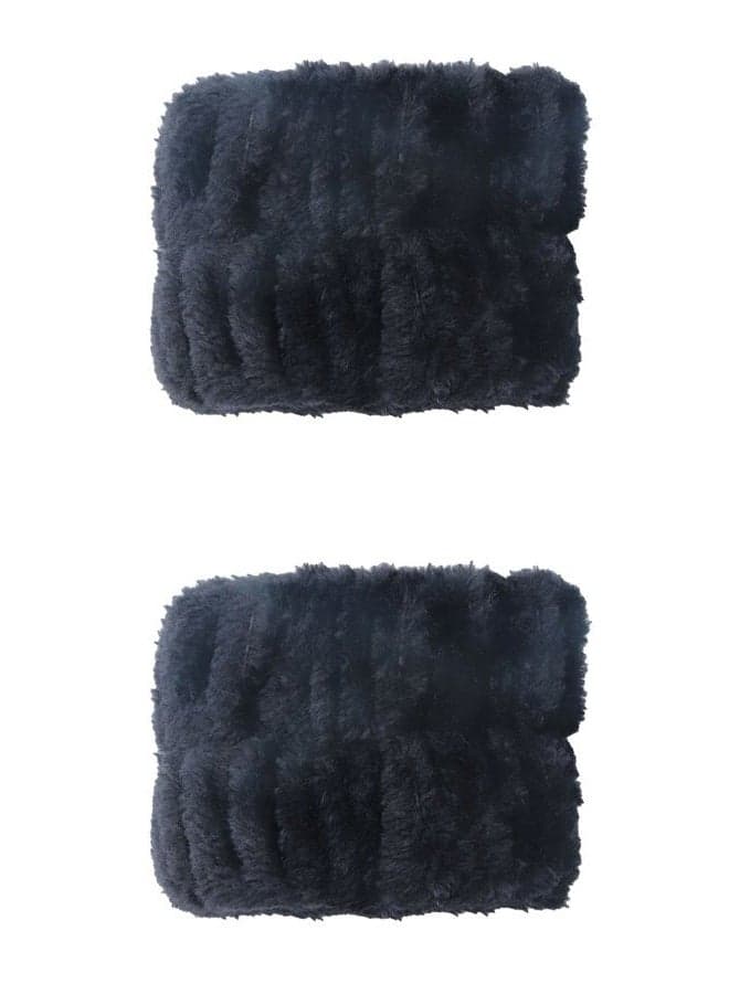 Sowaka 2 Pcs Wrist Spa Washband Microfiber Soft Tower Wrist Scrunchies Sweatbands for Women Girls Washing Face Make up Absorbent Prevent Liquid from Spilling Down Your Arms (Black)
