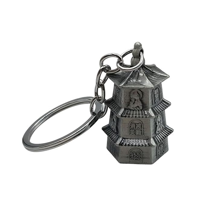 Techpro® Guardian Bell For Bike Keychain | Good Luck Charm for Bike, Car, Home | Tibetan Style Antique Copper Key Chain for Positive Energy & Protection | Silver Guardian Bell