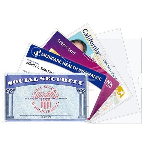 LIEMAND 6 Pack Social Security Card Protector Sleeves Ultra Clear Durable 31Mil Waterproof SSNNew MedicareCredit Card Holder Soft IDDebitCreditIndex Card Storage Sleeves