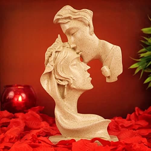 TIED RIBBONS Valentine Romantic Human Face Love Couple Statue Showpiece (25.4 cm x 12.7 cm) Wedding Anniversary Birthday Valentine Gift for Girlfriend Boyfriend Husband Wife