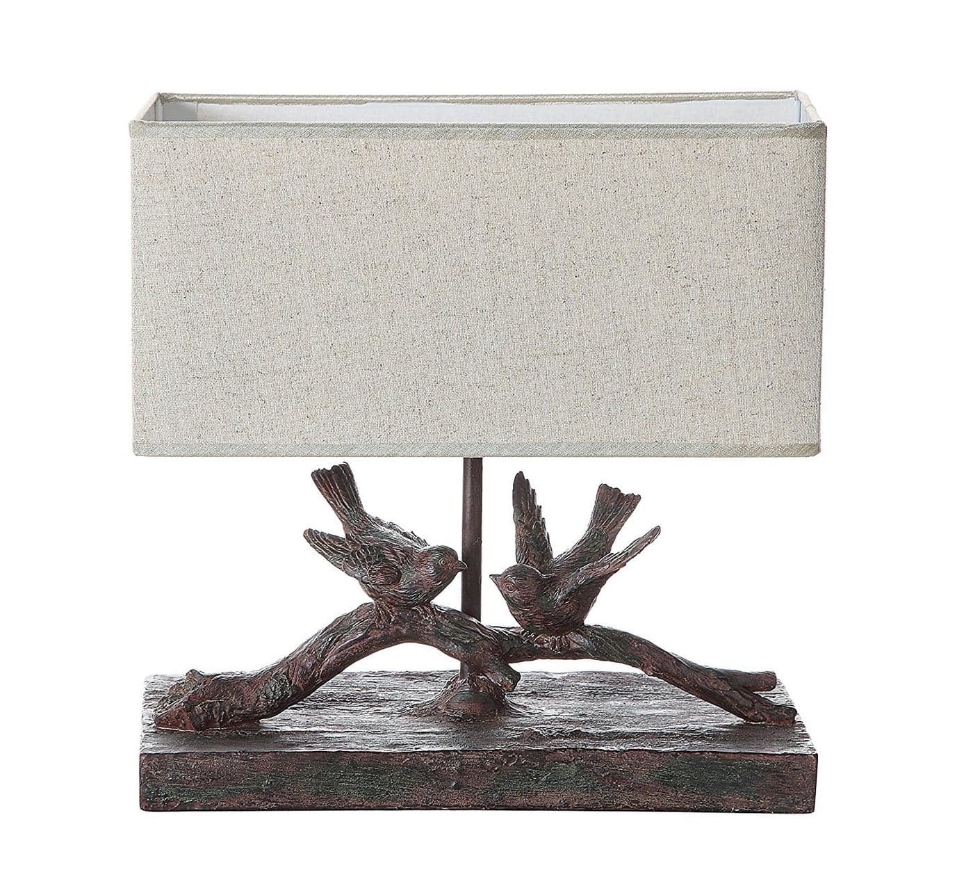 Creative CoOp Rustic Bird Lamp with Rectangle Shade