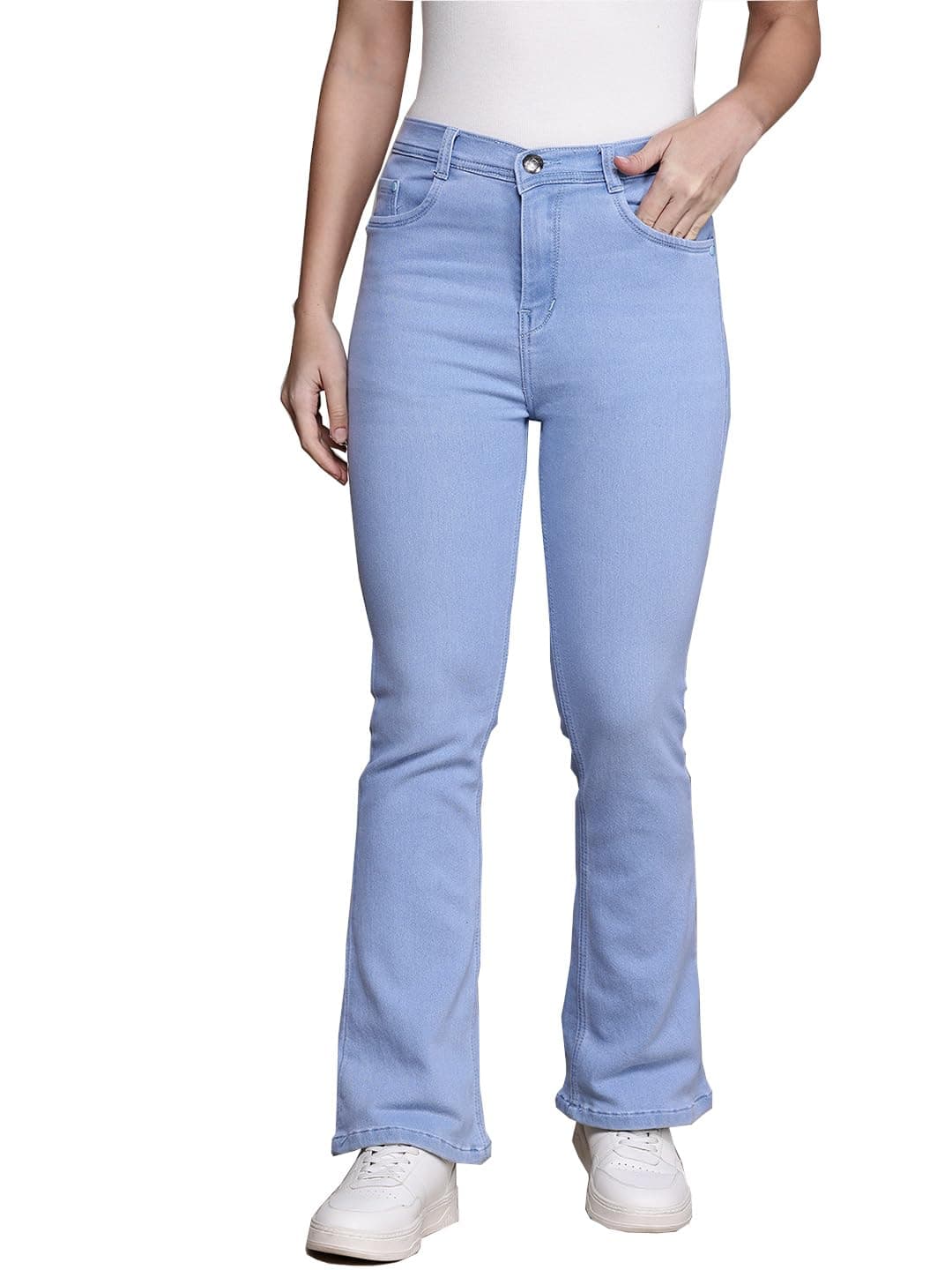 Nifty Women's Denim Stretchable High Waist Bootcut Jeans (1478_ICE_32_Light_Blue_32)