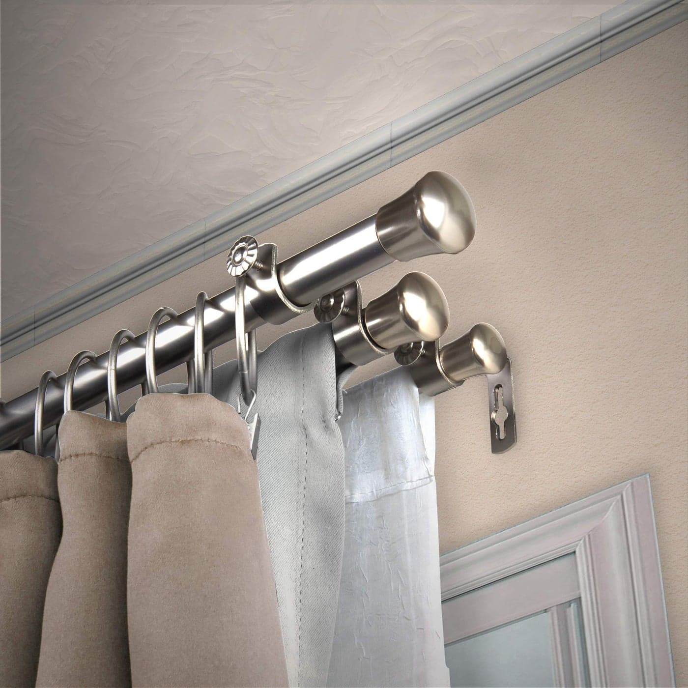 1316 Triple Curtain Rod 4884 inch Satin Nickel
