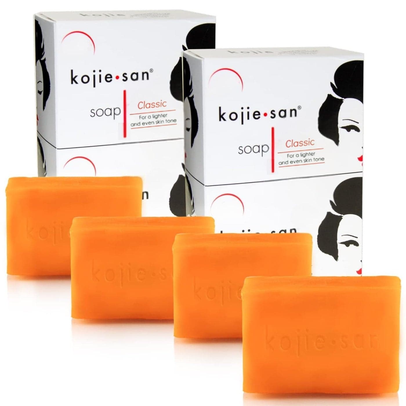 Kojie San Skin Brightening Soap Original Kojic Acid Dark Spot Remover Bar Soap with Coconut Tea Tree Oil 135g x 4 Bars