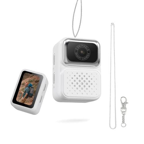FETACA Tiny Mini Camera with Filter Modes, HD Video, Flashlight & Keychain | Portable Cute Vlogging Camera for Travel, Gifts & Fun (Cool White)