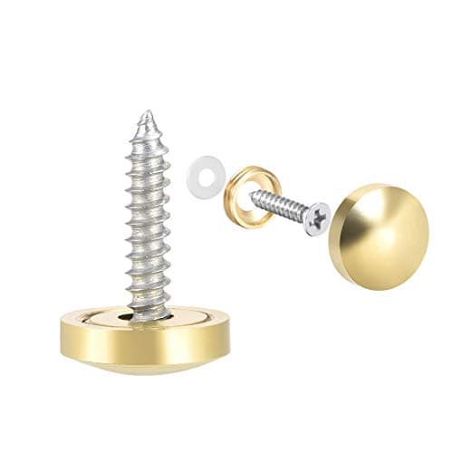 uxcell Mirror Screws Decorative Caps Cover Nails Polished Gold 14mm 4pcs