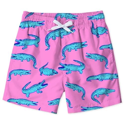 uideazone Swim Trunks for Boys Cute Crocodile Surfing Board Shorts Summer Beach Swimming Trunks Swimwear