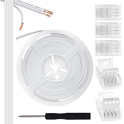 RGBZONE 4 Pin 10mm LED Strip Connector Kit 32.8ft 4 Pin RGB Extension Wire and 5 Pcs 4 Pin LED Strip to Wire Connectors for 10mm IP20/IP65 5050 3528 SMD RGB LED Strip Light