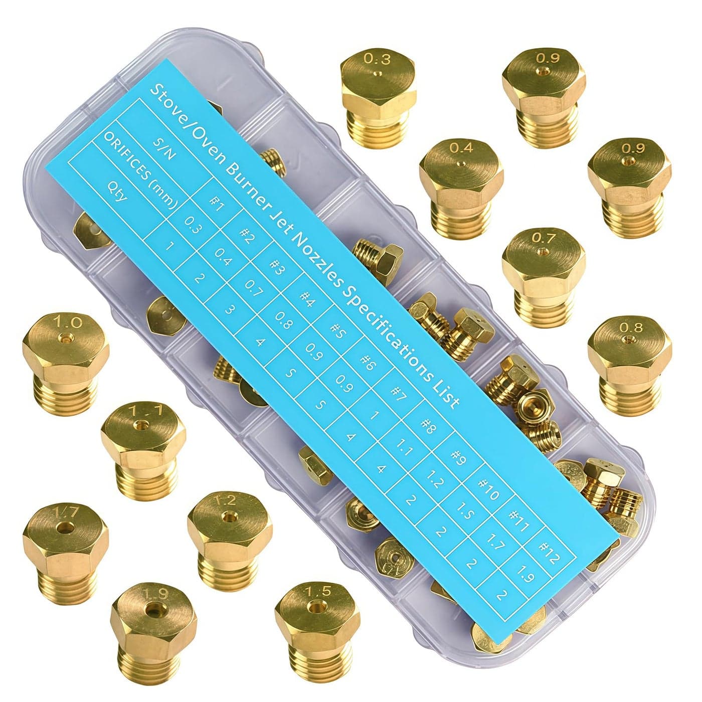 36Pcs Range Stove Oven Orifice Conversion Kit Propane Lp Natural Gas Brass Jet Burner Nozzle Replacement Parts M6x075 mm Gas Spray Tip 0304070809101112151719mm