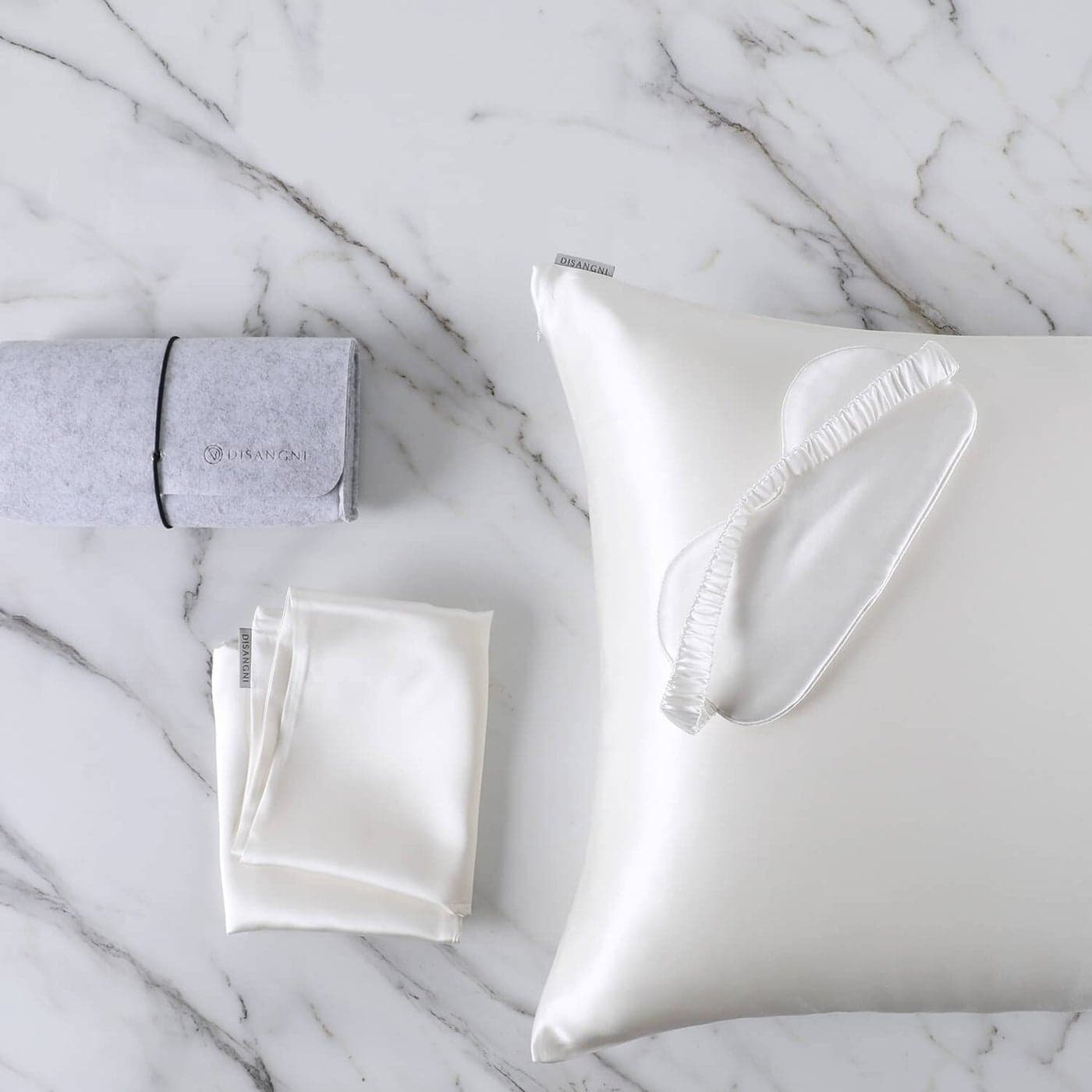 DISANGNI Silk Indulgence Set Premium 22 Momme Mulberry Silk Pillowcase Eye Mask Duo for Hair and Skin Rejuvenation1pc Standard Size 20 x26 White